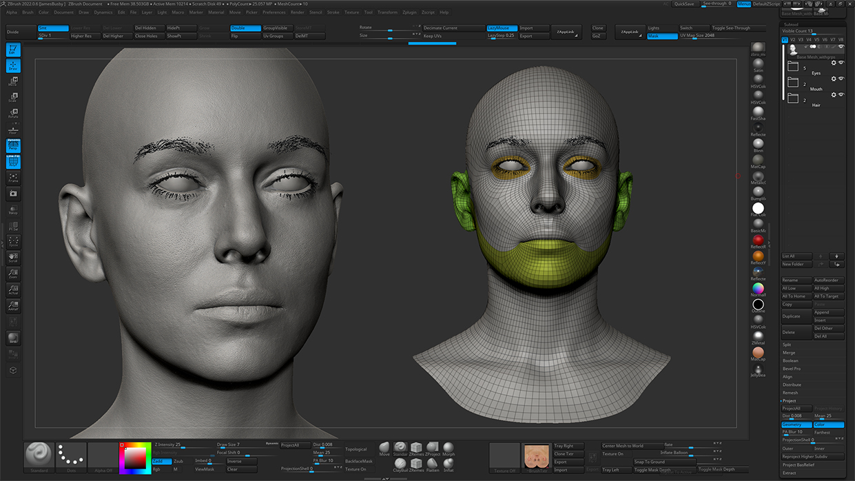 Realistic head sculpt in Zbrush